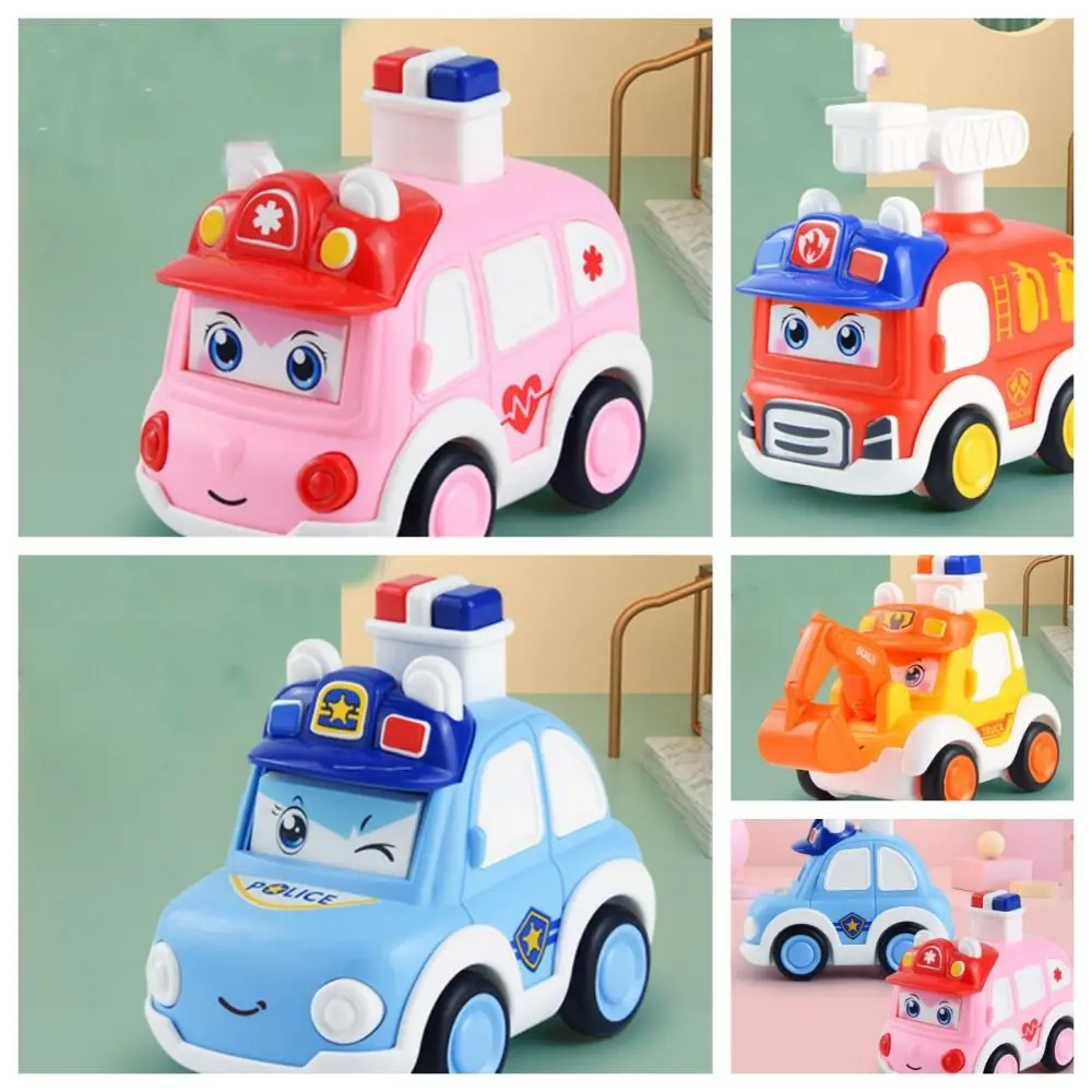 Simpatico auto della polizia Press and Go Car Toy Vehicle Pull Back Push and Go Cars Camion dei pompieri in plastica Auto a carica Giocattoli Regalo