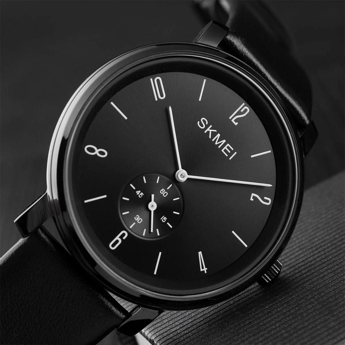 SKMEI Fashion Quartz Wrist Watch Men Big Dial Male Business Sport Watches Leather Strap 30M Waterproof Relogio Masculino Clock