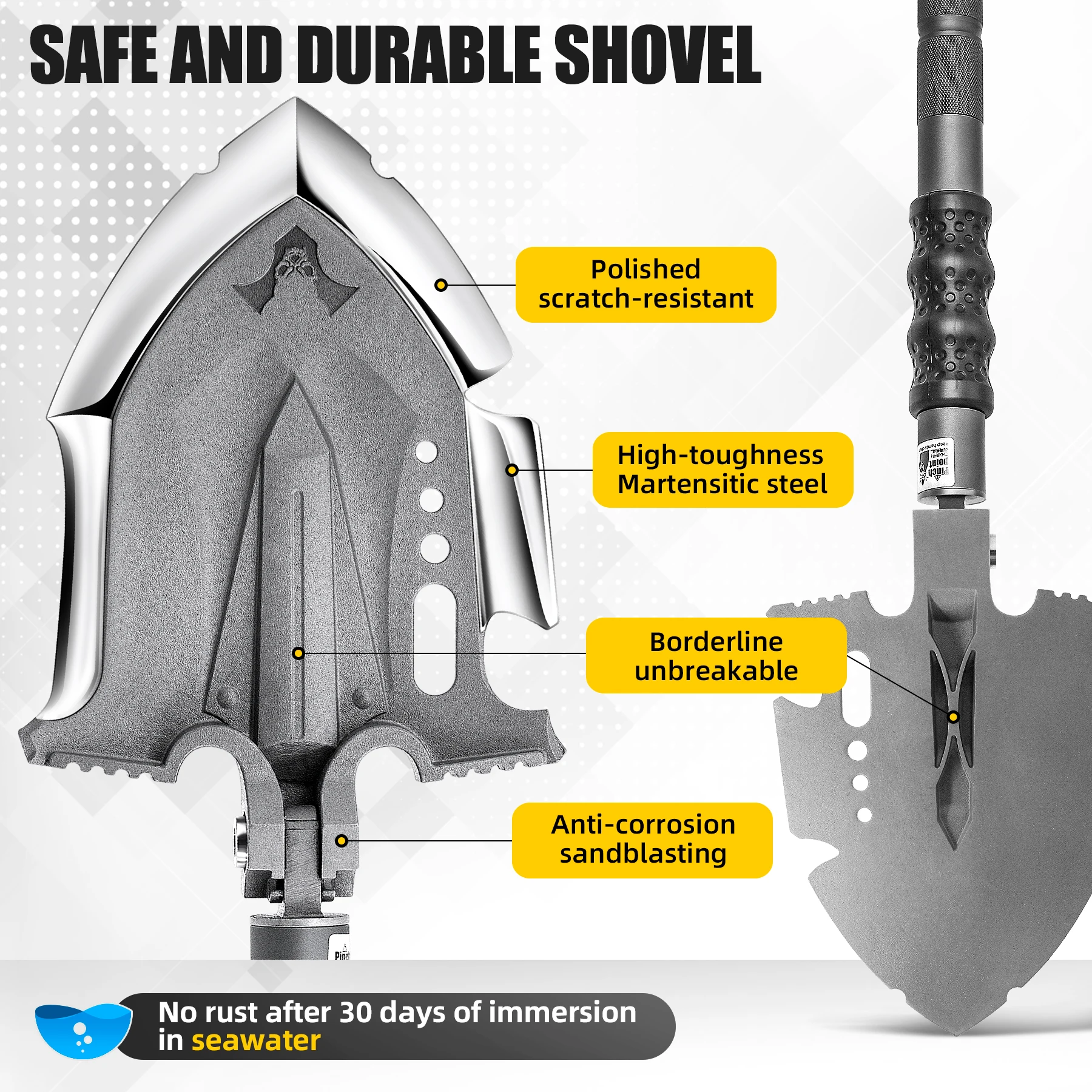 Zune Lotoo 28 in 1 Survival Shovel Kit Tactical Camping Foldable Shovel Martensitic Steel Multifunction Survival Gear - view 5