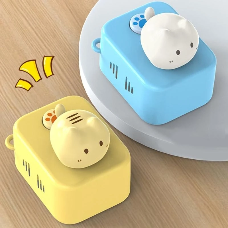 

Q22A Portable Moggie Themed Music Playing Stress Reliever Keychain Office Desk Accessory With Decors Button And Decor