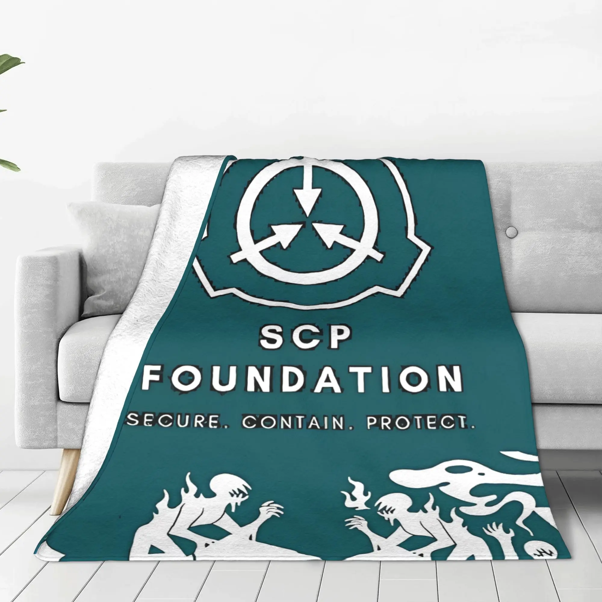 1PC Home Cute Room Decor SECURE. CONTAIN Blanket Throw Blanket SCP Foundation Novelty Warm Blanket All Season