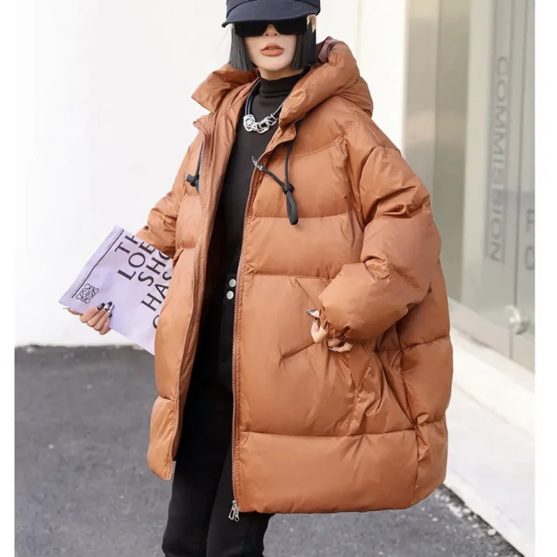 Loose Puffer Coats Hooded Winter Jackets Woman 2024 Thickened Warm Windproof Down Jackets Solid Fashion Casual Padded Coats Down