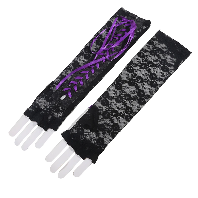 Frauen Lolita JK Spitze finger lose Handschuhe schwarz Gothic DIY Umreifung Sonnenschutz Ärmel Kleidung Zubehör elastische Mesh Punk Handschuhe