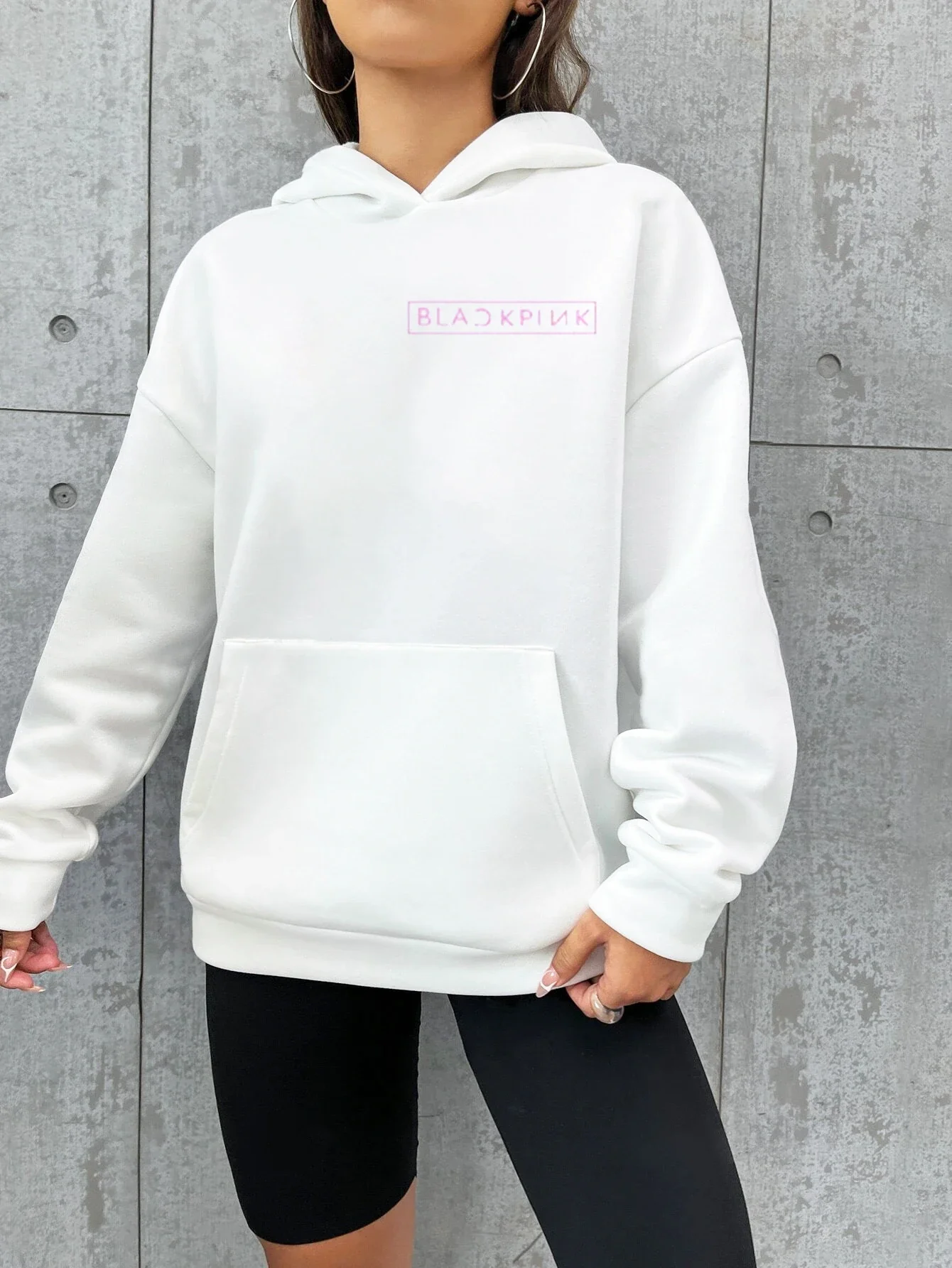 Double Sided Black and Pink Print Women Hoodie Kpop Tide Fleece Long Sleeve Tops Harajuku Fashion Couple Autumn Women Sweatshirt