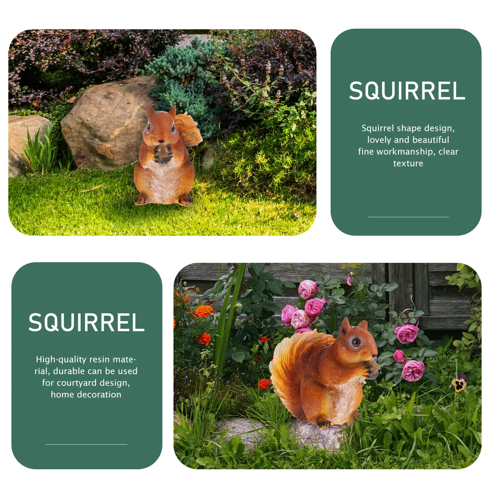 

Resin Simulation Squirrel Animal Sculpture for Garden Yard Patio Decor Indoor Outdoor Scene Layout Landscaping Ornament