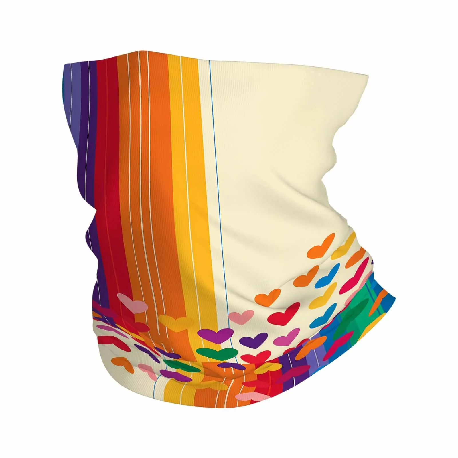 Rainbow Colors, Hearts Novel Design Multi Functional Print Scarf Suitable Outdoor Men Women Unsix Mask Holiday Events