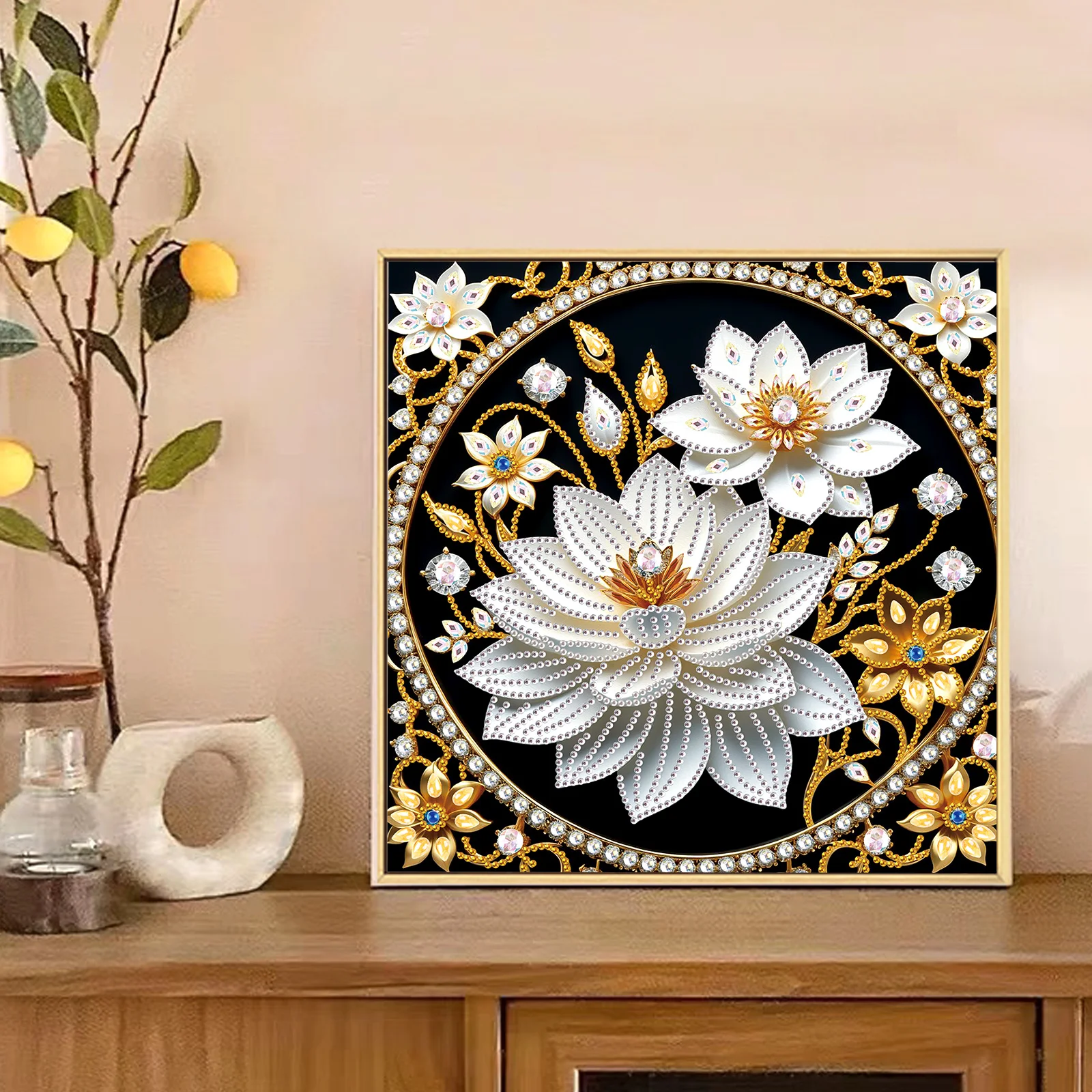 Lotus Special Shape Diamond Art Painting Kit for Adult Beginner,Crystal Diamond Special Shape Kit for Home Wall Decoration Gift view 6