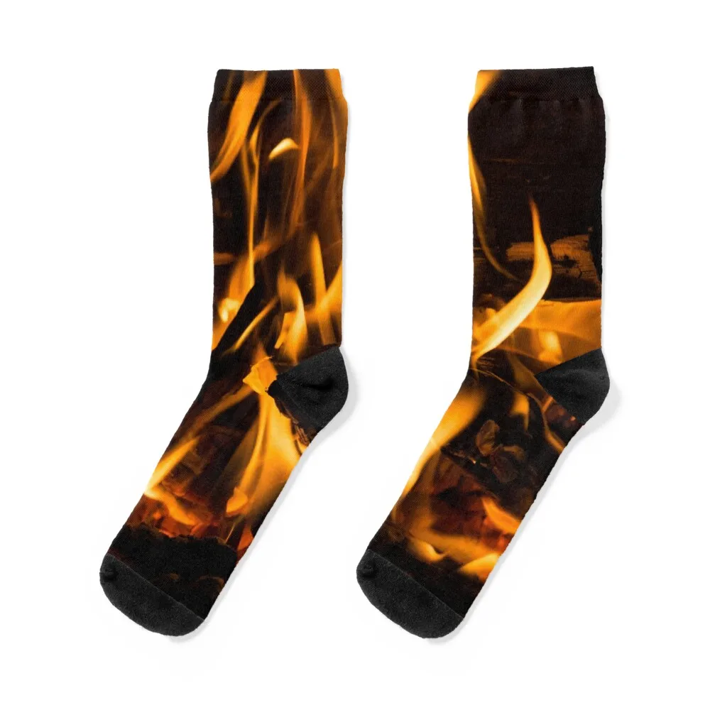 Hot Hygge - Crackling Blaze in a Fireplace Socks gift compression men cotton high quality Men's Socks Women's