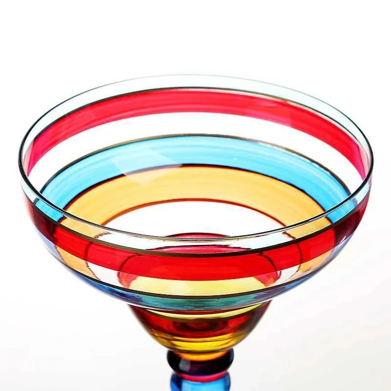 270ml Creative Margarita Wine Glasses Handmade Colorful Cocktail Glass Goblet Cup Lead-free Home Bar Wedding Party Drinkware