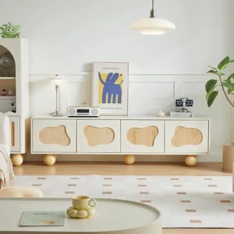 Cream wind TV cabinet, coffee table combination, modern simplicity, living room home, small apartment wabi sandy wind