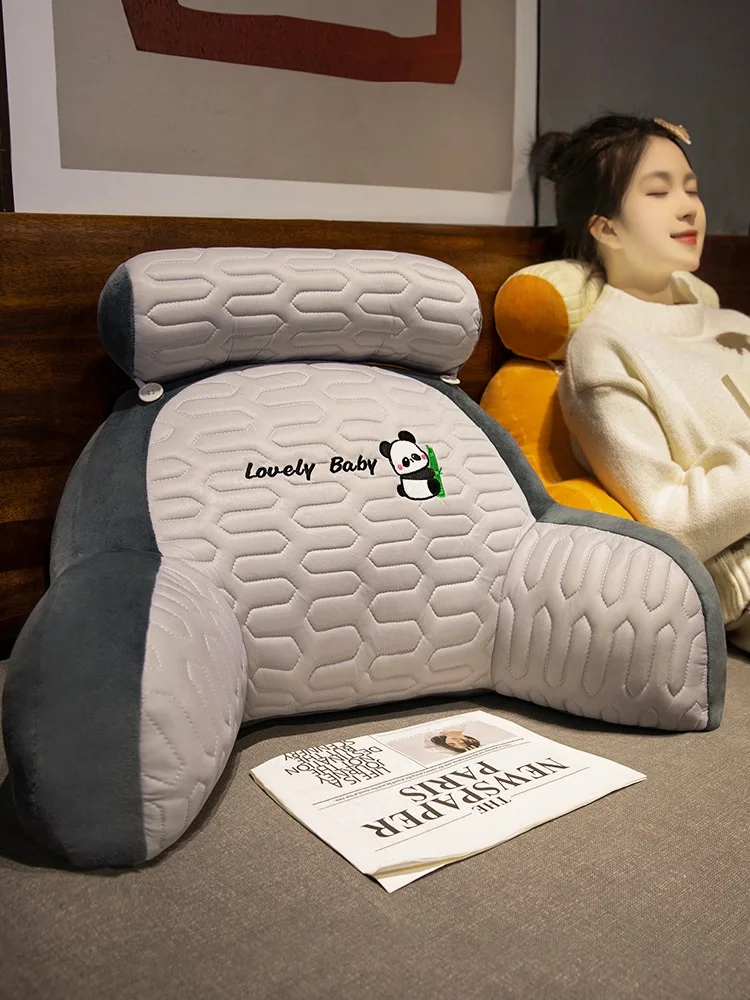 

Подушка из ледяного шелка, большая, для дивана, с защитой позвоночника, для игр на телефоне, для сна, со съемным чехлом, мягкая, для взрослых