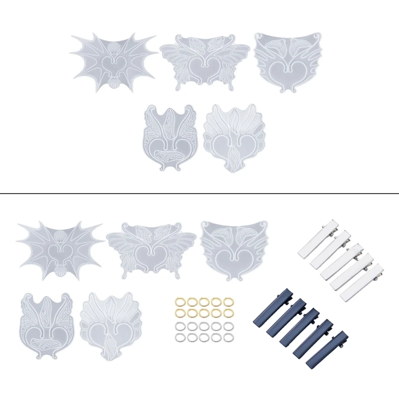 Diy Crystal Epoxy Earrings Jewelry Molds Hanging Pendant Decoration Wing Tail Combined Irregular Mirror Silicone Mold