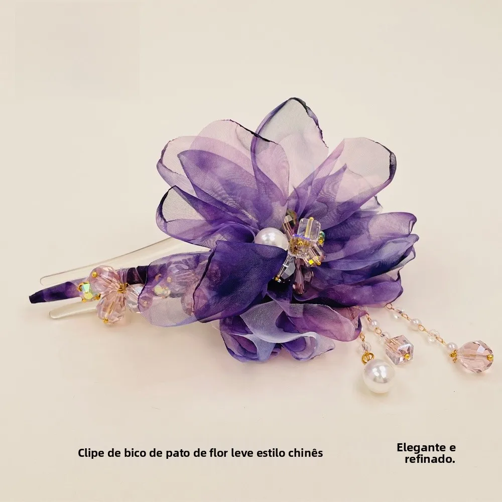 エレガントな水鑽フラワーヘアクロウクリップ、ファッショナブルな大人用ヘアアクセサリー、ヴィンテージスタイルヘアピンデコレーションスタイリングツール