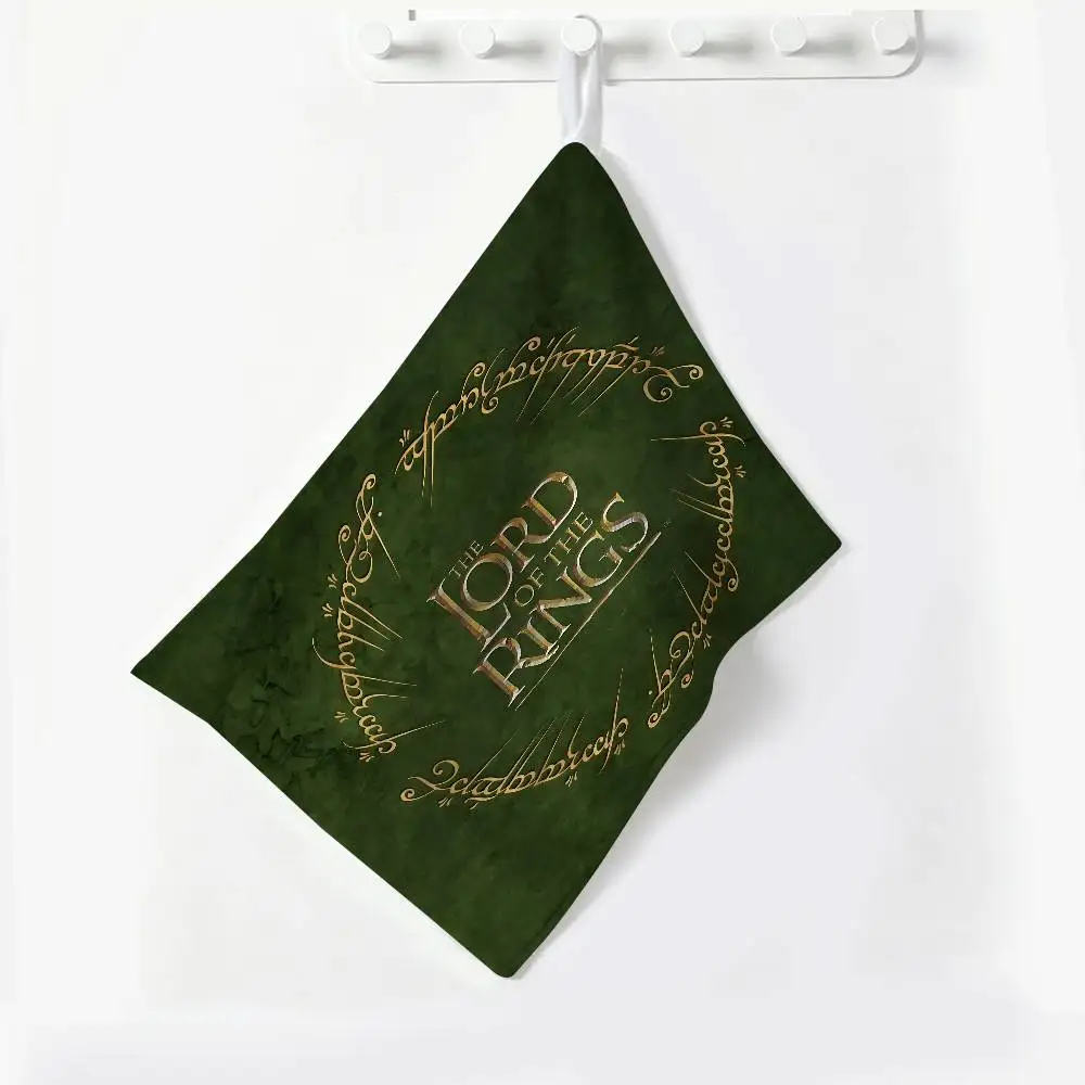 L-lord of the Rings Polyester Cotton Hand Wiping Towel, Hanging Design, Durable for Household Restaurant Toilet Use