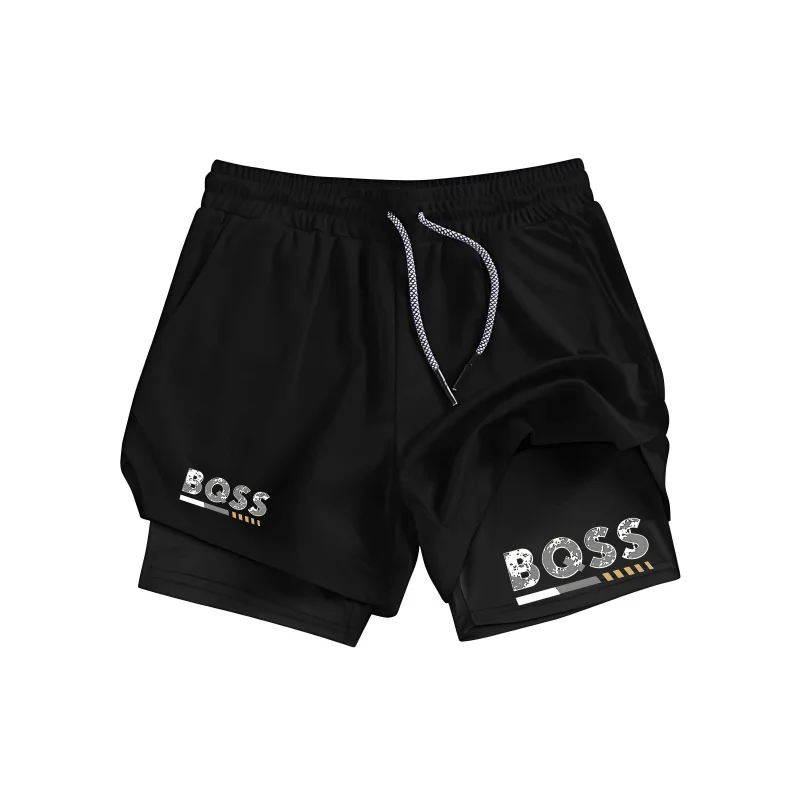 

Athletic 2 In 1 Performance Compression Shorts For Gym Workout Fitness Running - Anime Print With Towel Loop Pockets