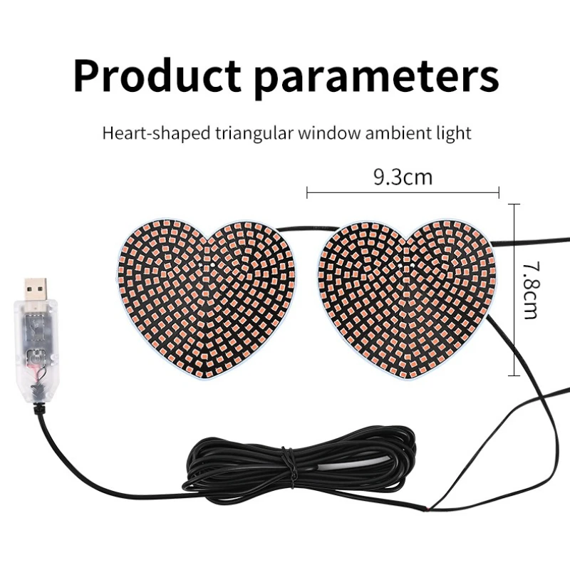ضوء محيط للسيارة مع قلب الحب المشروع - مصباح جو LED مزدوج التحكم 2 في 1 للديكور الداخلي الرومانسي #6