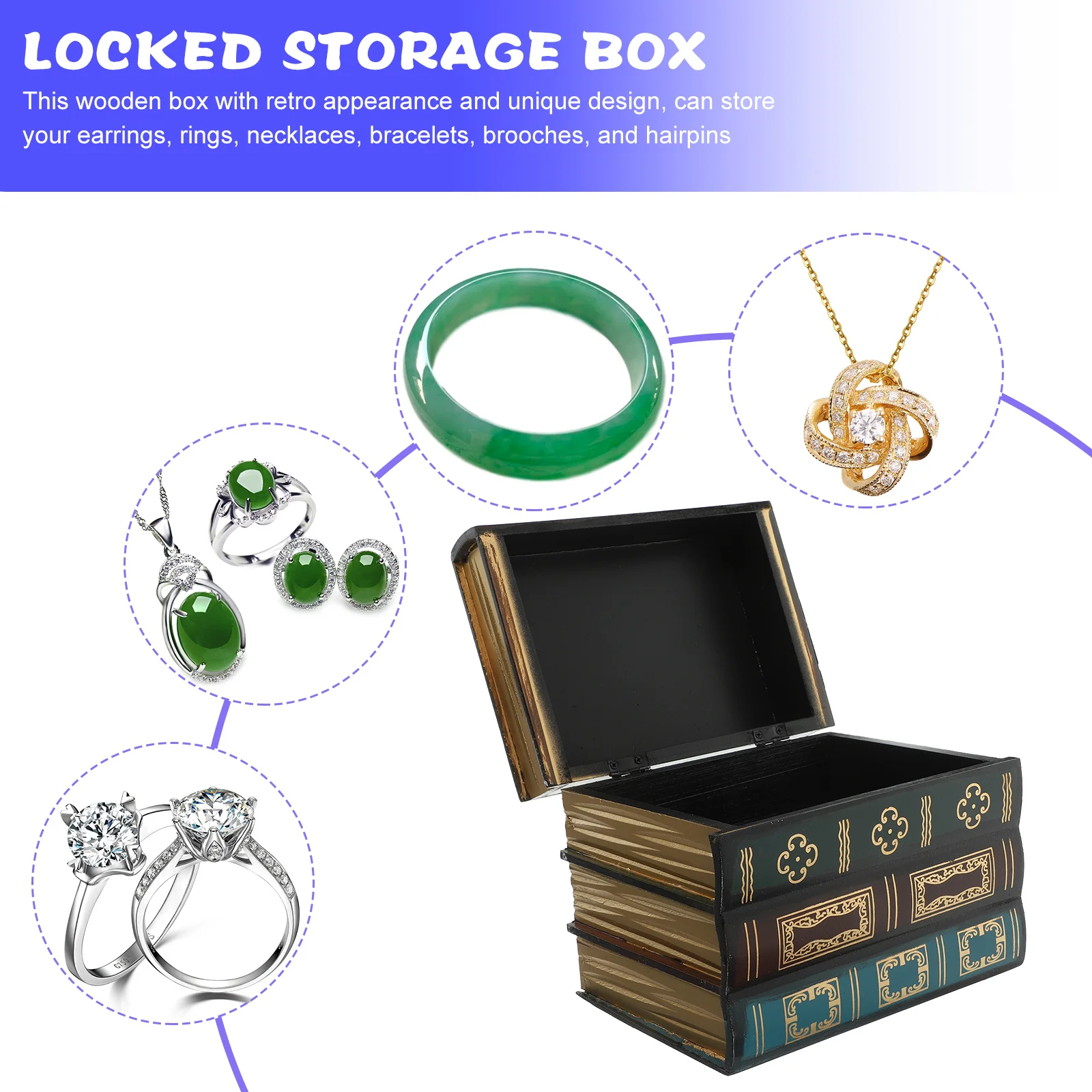 1pc Key Storage Box Book Shape Organizer Vintage Jewelry Case Desktop Storage For Home Office Stationery Coin Earring Holder