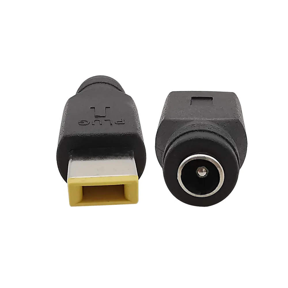 1Pcs DC 5.5 x 2.1mm Female Socket To Square Plug Power Converter Connector Adapter for Lenovo ThinkPad Charger Supply