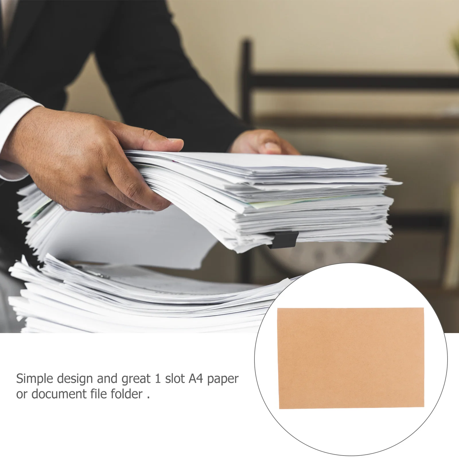 10Pcs Paper File Folder Kraft Single Slot A4 Document Organizer for Home Office School Use File Organizer Documents Holder