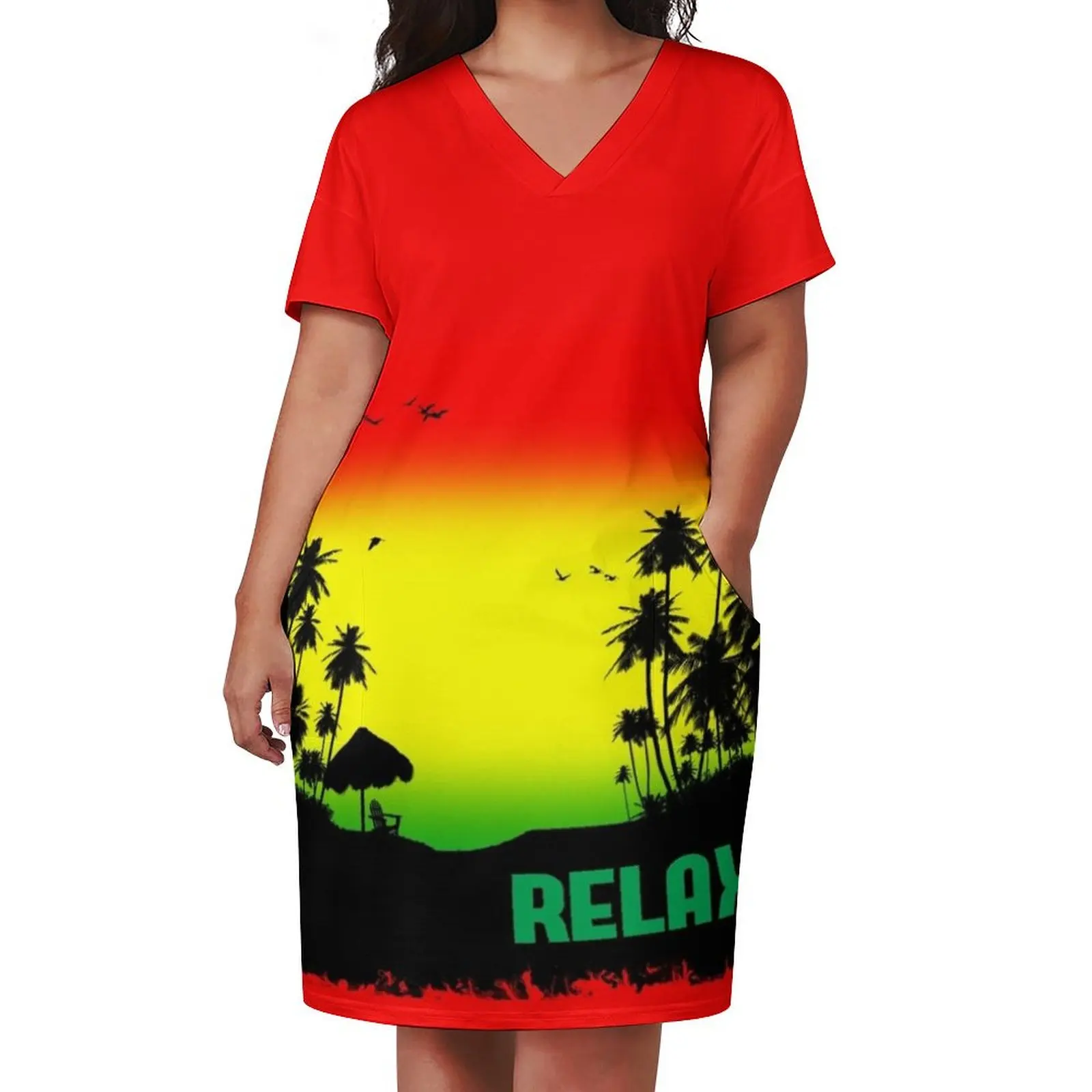 Rasta Relax Loose Pocket Dress womans clothing party dresses women