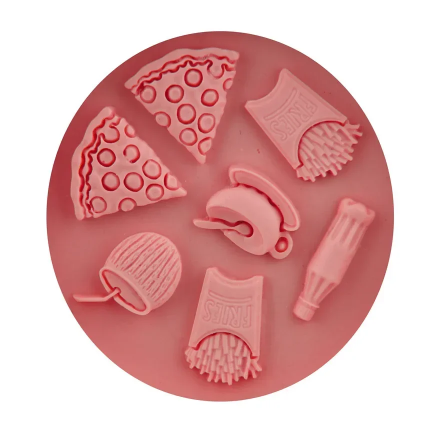 DIY Pizza French Fries Coke Coffee Chocolate Party Fondant Sugar Craft Jello Jelly Cake Decorating Tools Silicone Mold