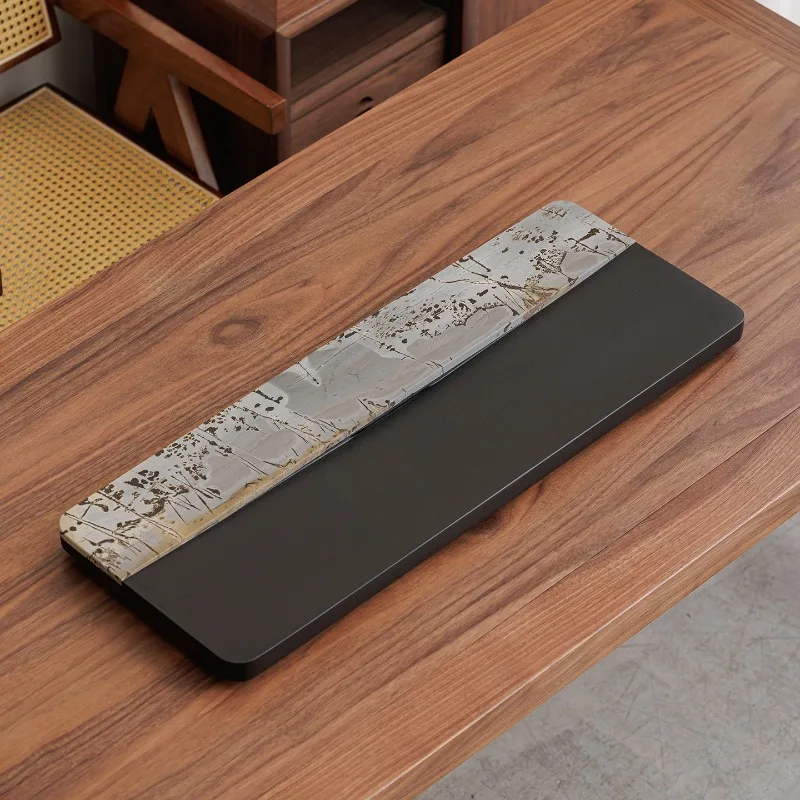 

Long Rectangle Tea Tray Luxury Drainage Chinese Stone Kitchen Tableware Living Room Tea Tray Hospitality Bandejas Home Products