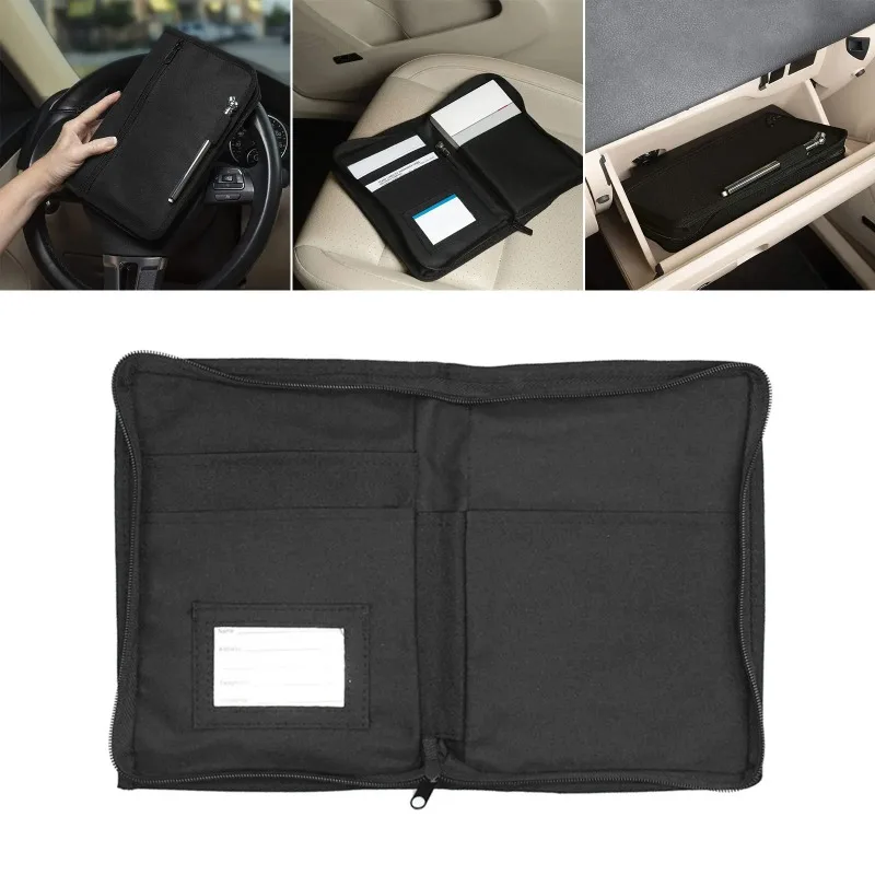 

Car Glove Box Compartment Organizer Manual Wallet Center Console Storage Case Pouch Holder For Card, Licenses, Registration