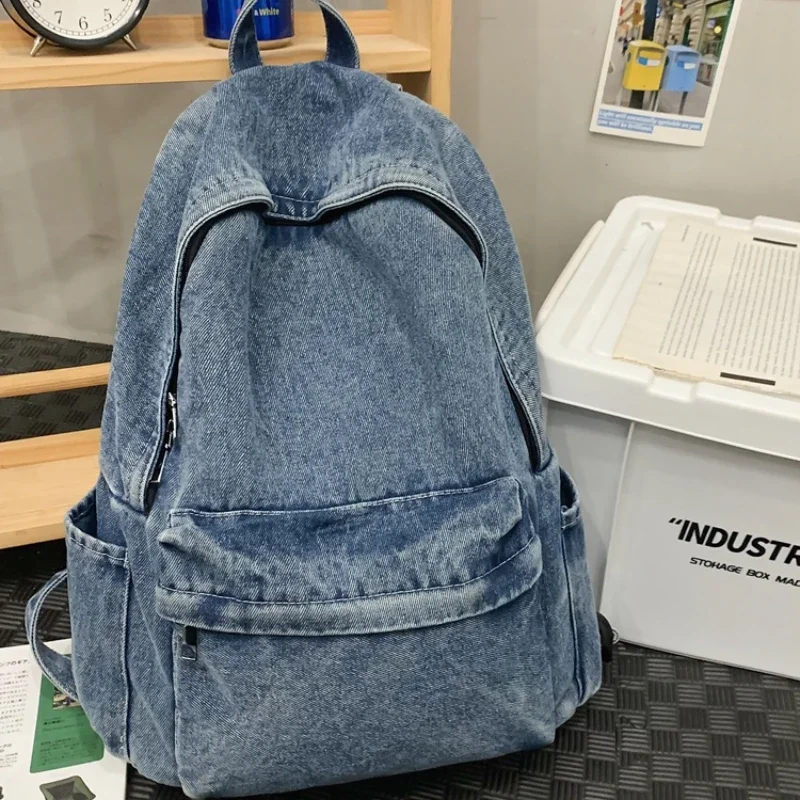 Casual Interior Compartment Backpacks Large Capacity 2024 High Quality Bags for Women Sewing Thread Zipper Denim Backpacks