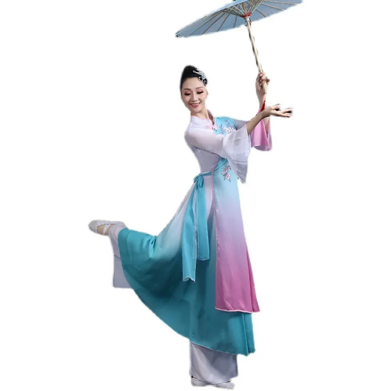 Ancient Chinese Costume Women Folk Dance Adults Yangko Stage Clothing Fairy Folk Dress Stage Wear Yangko Performance Clothing