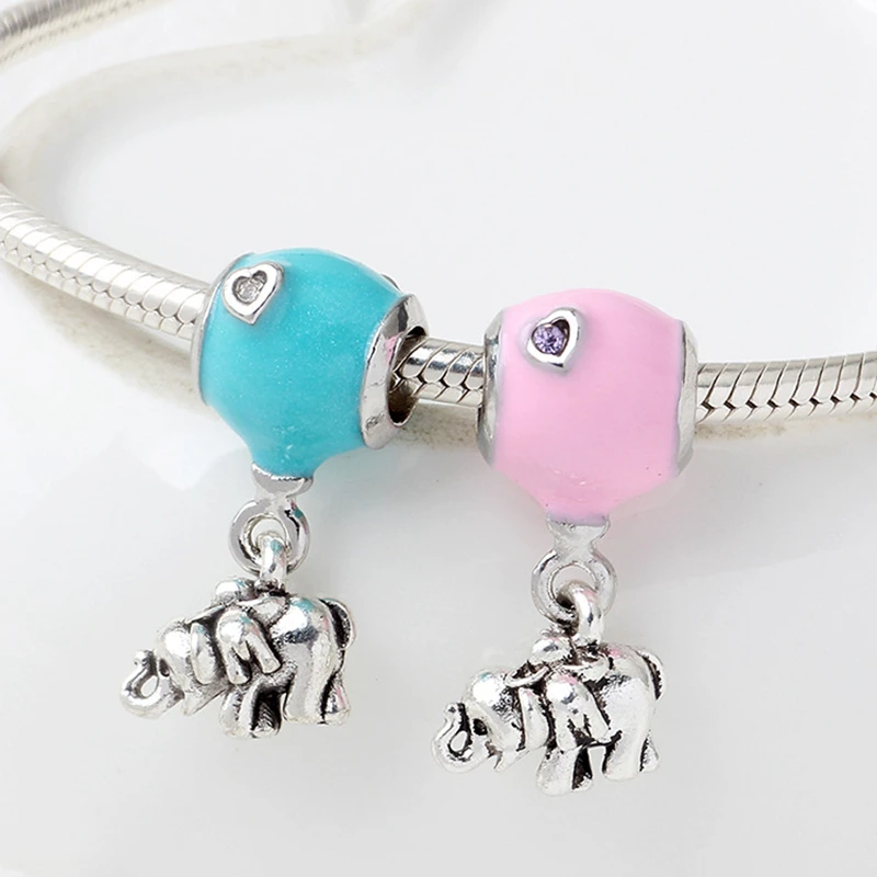 Disney Charms Bracelet Women Anime Hot Air Balloon Dumbo Dangle Girls DIY Cartoon Little Flying Elephant Beads for Bijoux Making