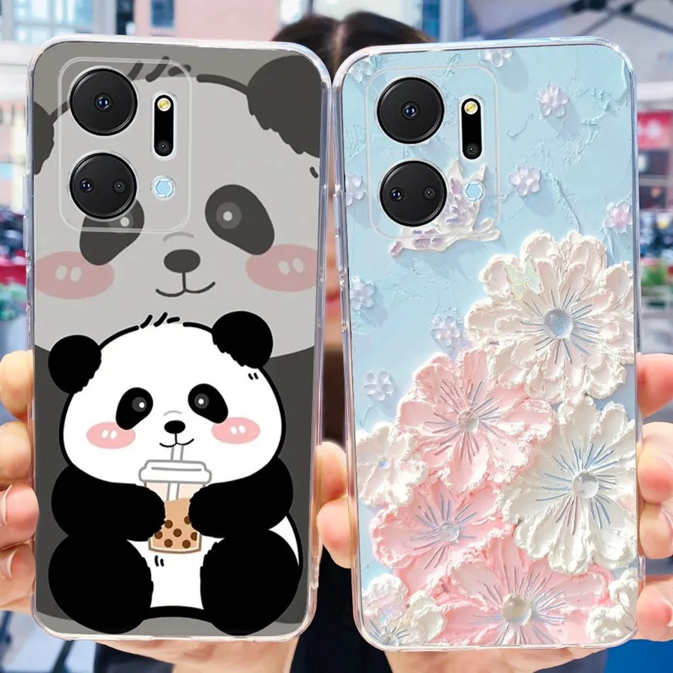 For Honor X7a Case HonorX7a X 7A 4G RKY-LX1 RKY-LX2 RKY-LX3 Elegant Flower Butterfly Painted Soft Silicone TPU Phone Cases