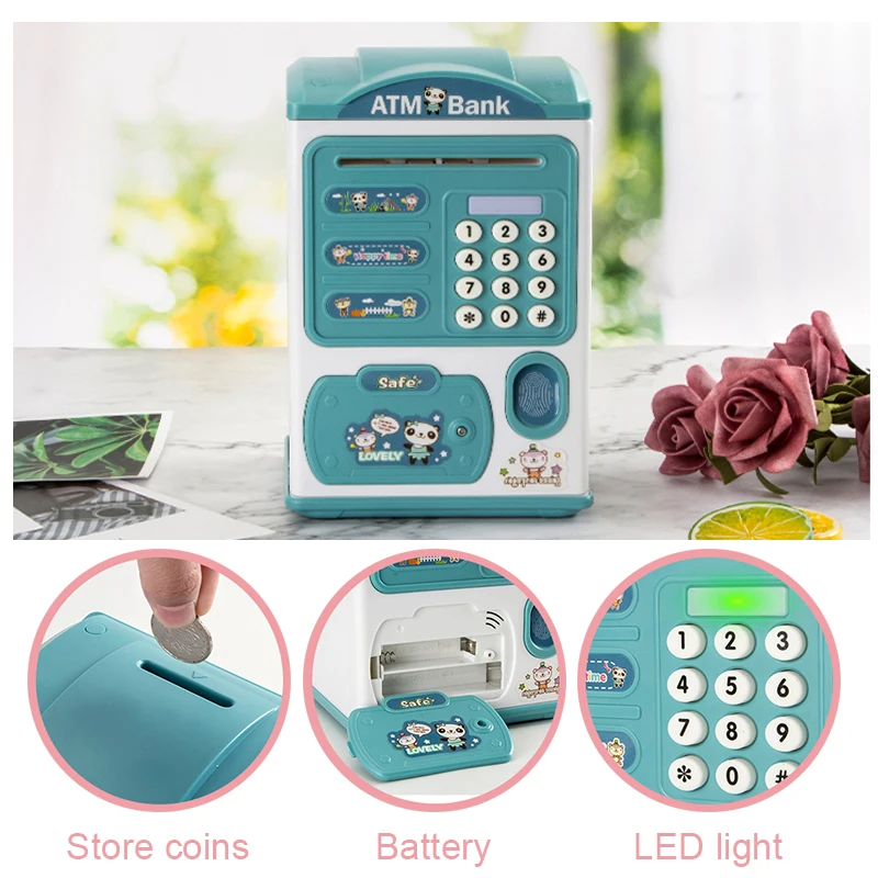 Electronic Bank Safe Box Money Boxes For Children Digital Coins Cash Saving Safe Deposit Mini ATM Machine Toys Kids Gift