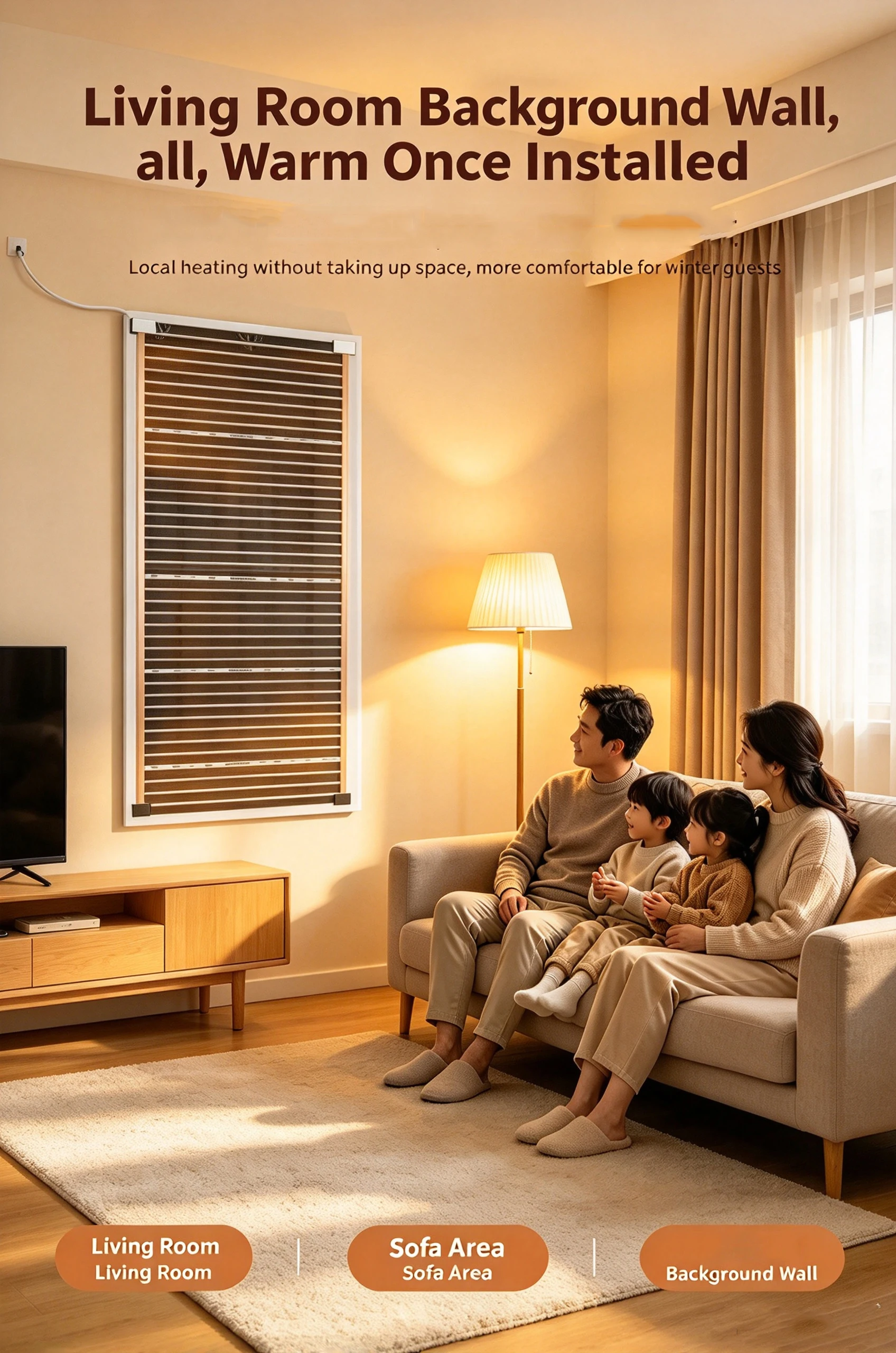 Graphene Carbon Crystal & Fiber Wall Heating Film Flexible Waterproof Silent Easy-Use for Indoor Home Winter Space Warm Heating