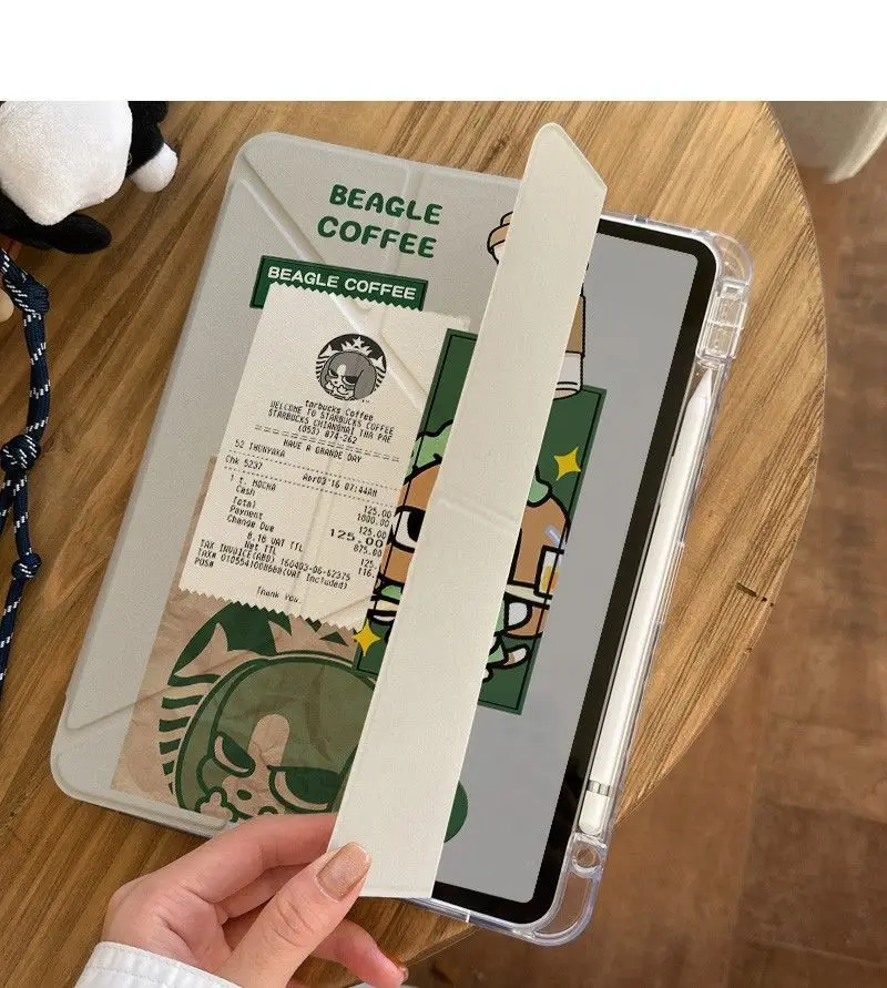 Cute Big Dog Coffee Y2K Case 3+Y Fold For Samsung Tab S8 S9 S11 FE S6 Lite Tablet Case 10S11/ S8+/ s6 lite/ A78 English Case
