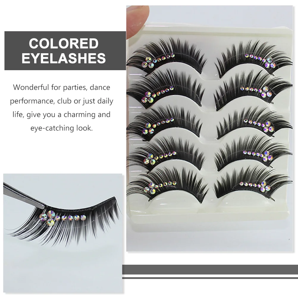 

5 Pairs Stage Eyelashes Strips Long Decor Extensions Performance Artificial Fake lashes Thickening Glamorous Party