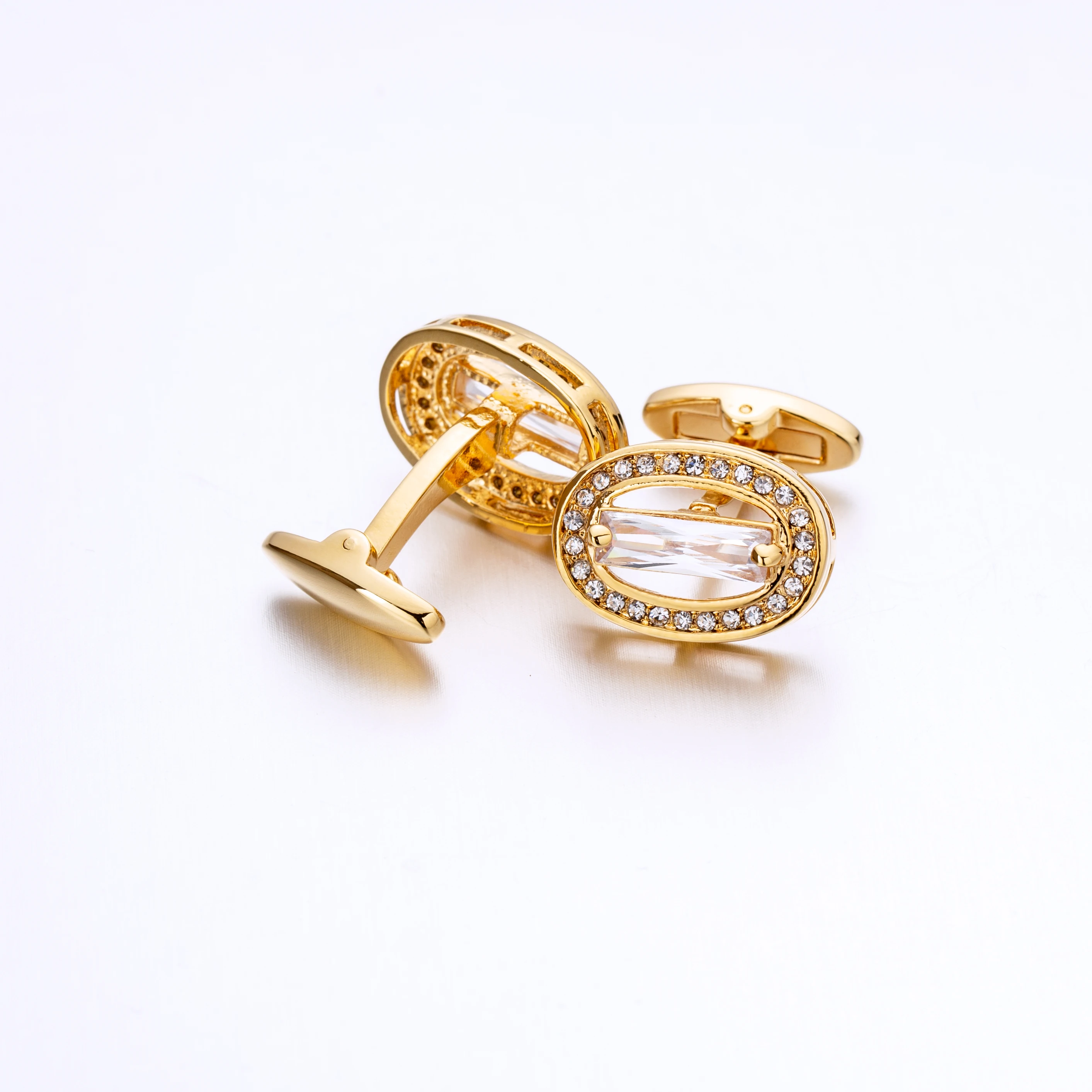 KFLK Brand Men's Shirt Cuff Button Oval Gold-color Cufflinks Wedding Gift links Guests  Luxury Wedding  Male Lady