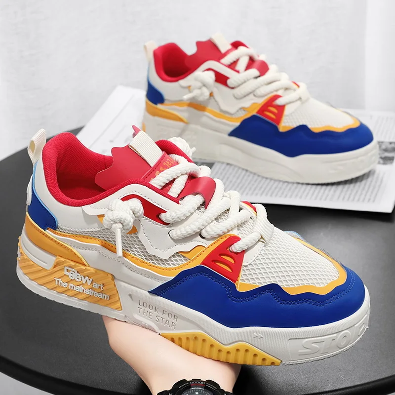 Zapatillas de skate de malla para hombre, zapatillas planas para hombre, calzado deportivo antideslizante para hombre, calzado para hombre de talla grande