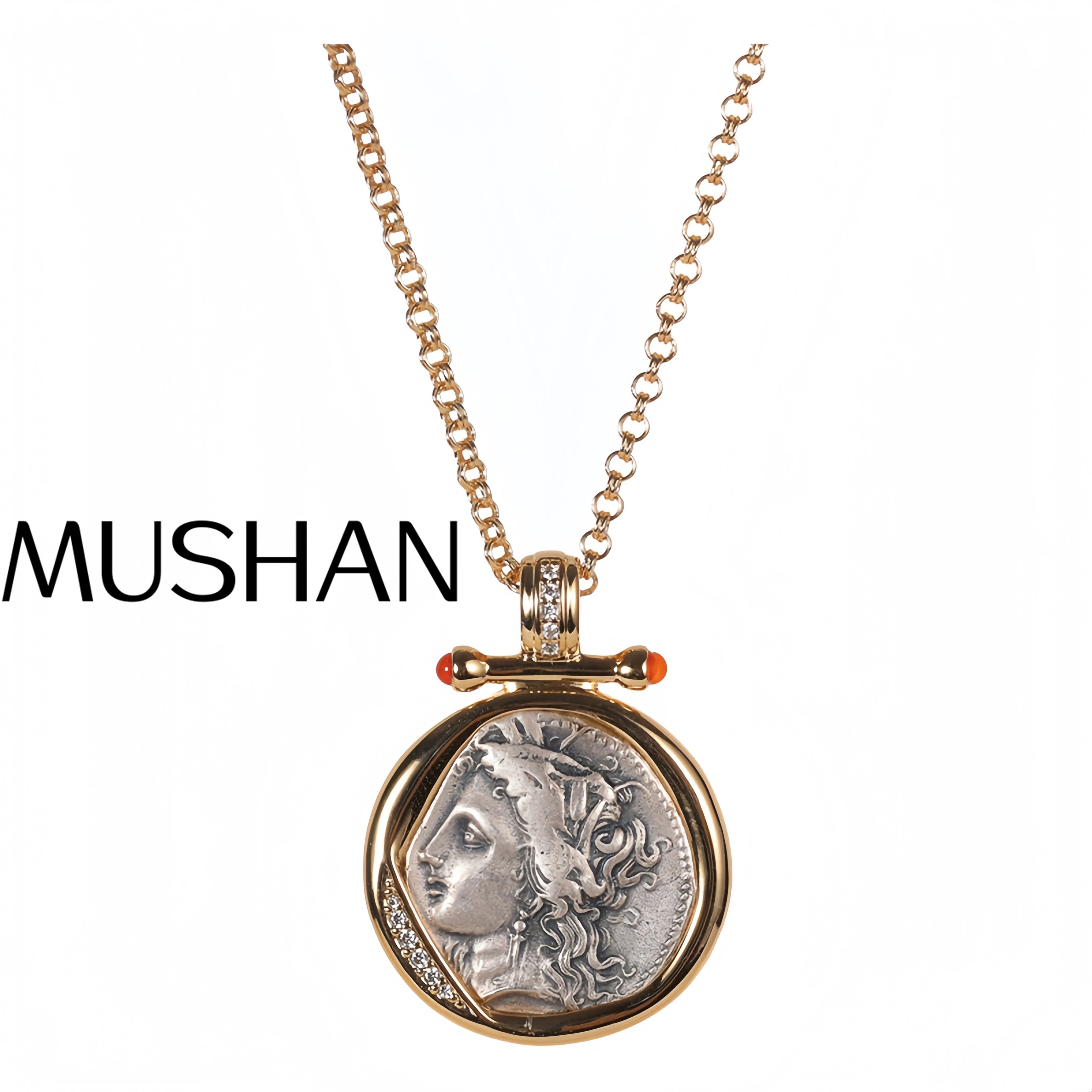 

Mushan Luxury Brand S925 Sterling Silver Roman And Ancient Greek Vintage Demeter Ancient Coin Necklace Retro Jewelry