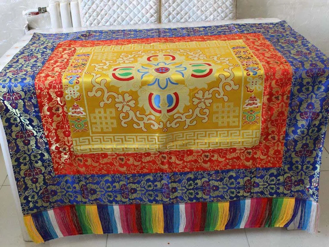 

Wholesale Buddhist item Buddhism Tibet Nepal family hall Temple Auspicious Embroidery Buddha statue Altar cover Table cloth A12