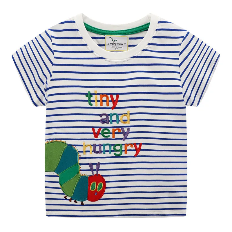 Jumping meters 2-7T Summer Baby Tees Tops Caterpillar Animals Embroidery Hot Selling Kids T shirts Boys Girls Clothing