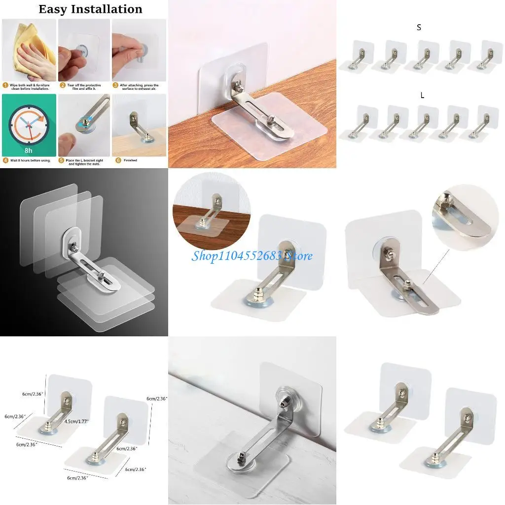 

Y6GD 5x Anti-tip Prevention Device Self-Adhesive Furniture Wall Anchors for Baby Safe