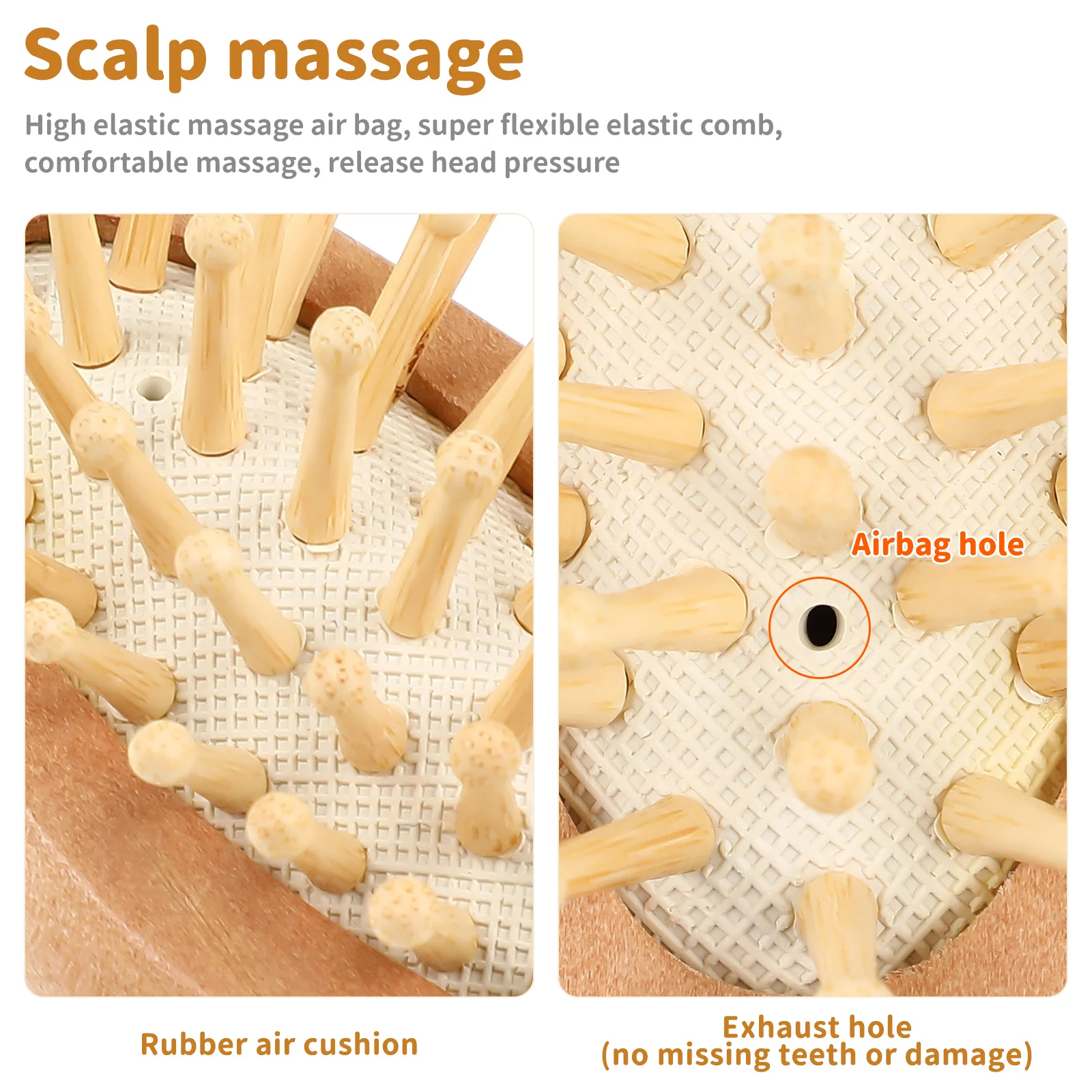 

3 шт., набор расчесок для волос с подушкой безопасности, деревянные массажные расчески для кожи головы, снятие стресса, распутывание, циркуляция, портативная расческа для женщин