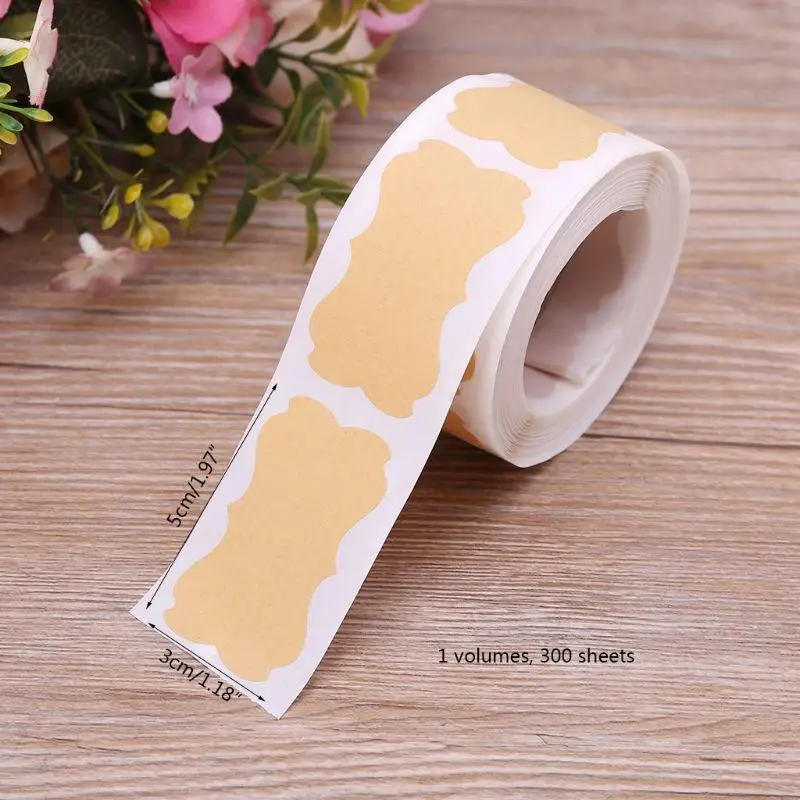 Y5LB 300pcs Vintage Blank Kraft Label Handmade Sealing Sticker For Gift Cake Baking S