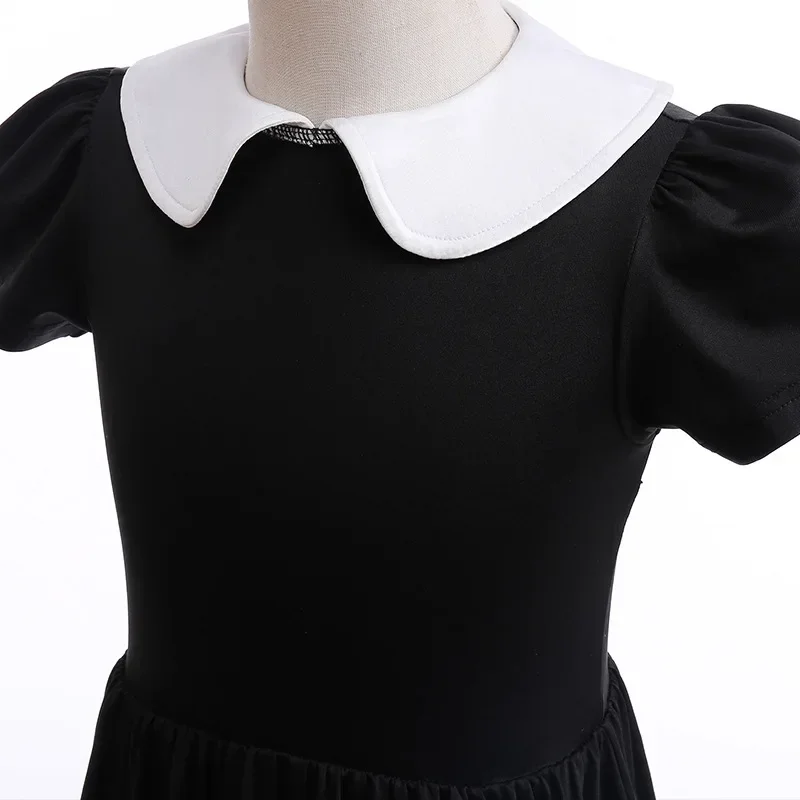 Girls Wednesday Addams Cosplay Costume Addams Black Dress Outfit Costumes Cosplay Party Full Set