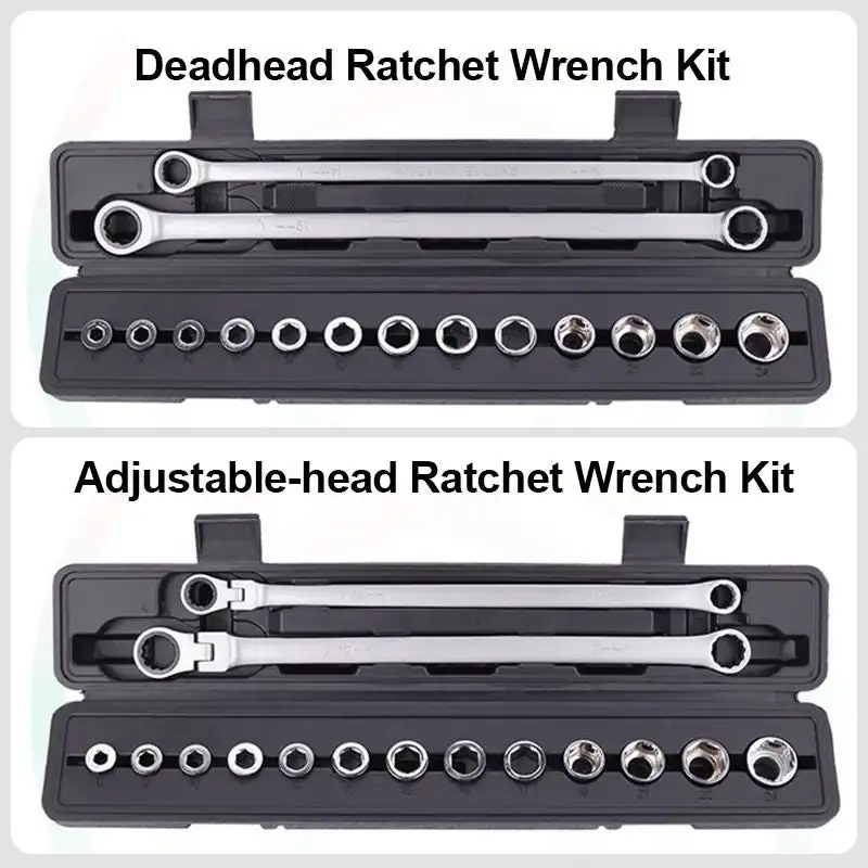 15PCS Adjustable Ratchet Wrench Kit Chrome Vanadium Steel Torque Wrench Socket Set For Car Repair Hand Tools