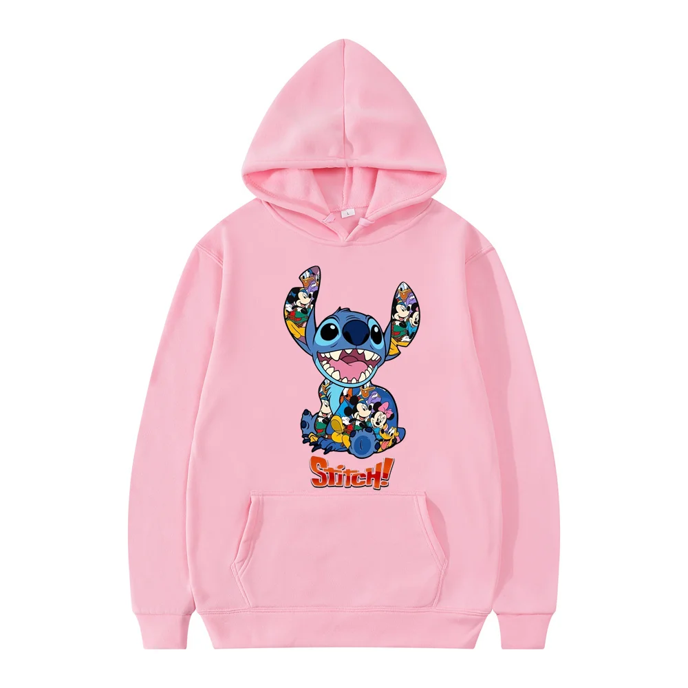 Stitch Disney Anime Hoodie Print Sweatshirt Boys Fleece Pullover Y2k Sudadera Disney Casual Hoodies Jacket Kids Clothes Girls