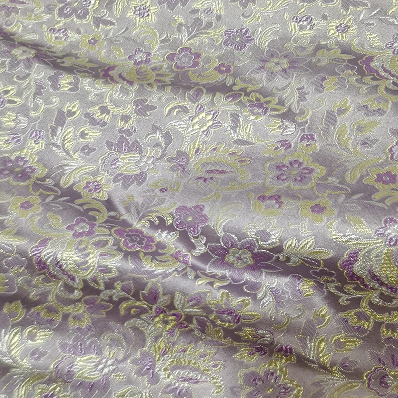 new arrival yarn dyed brocade purple smile flower fabric for patchwork felt tissue telas dress bed sheet cos play 100x75cm