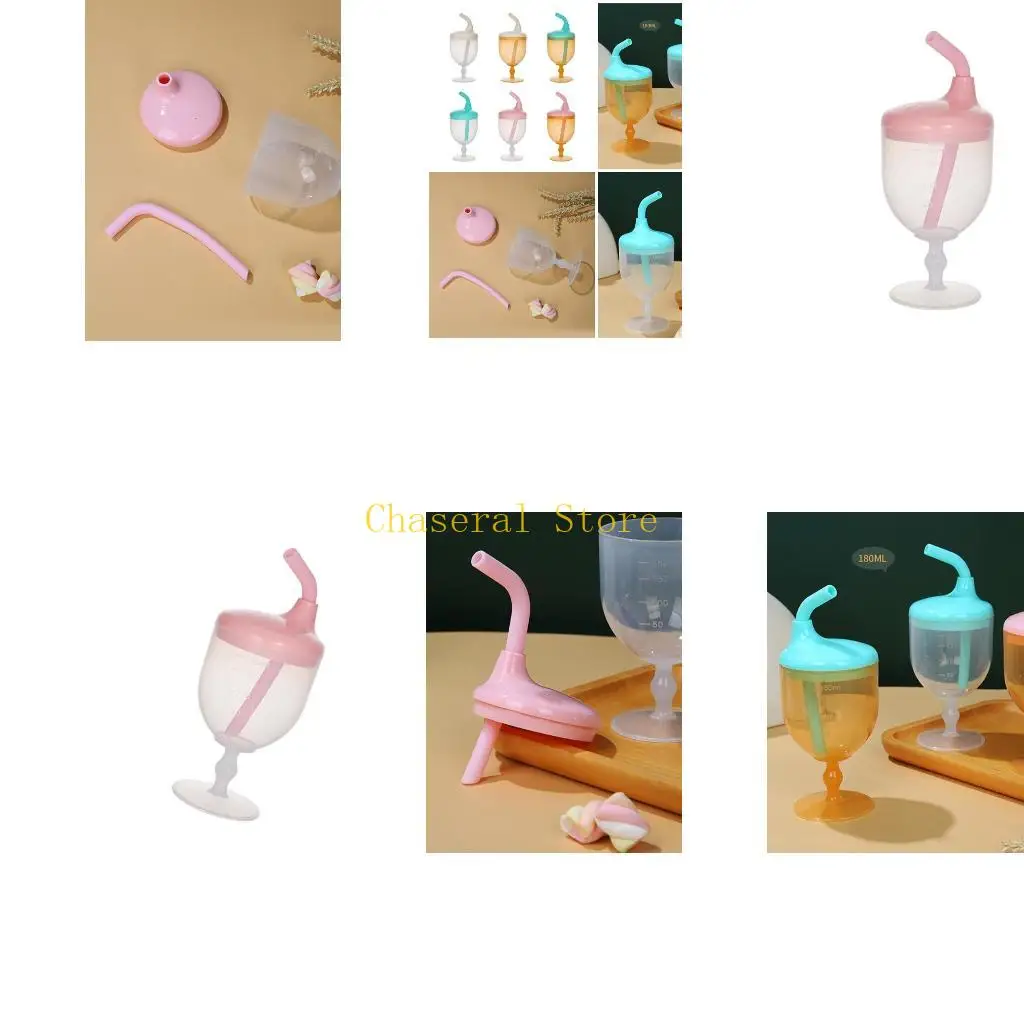 

E7CE No Spill 180ml High Footed Baby Leaning to Drink Cup for 6 Months and Above