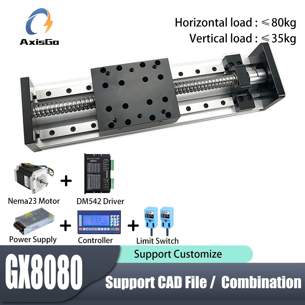 

GX80×100 Reinforced Dual Rail Ball Screw Linear Slide, Precision CNC Electric Cross Module