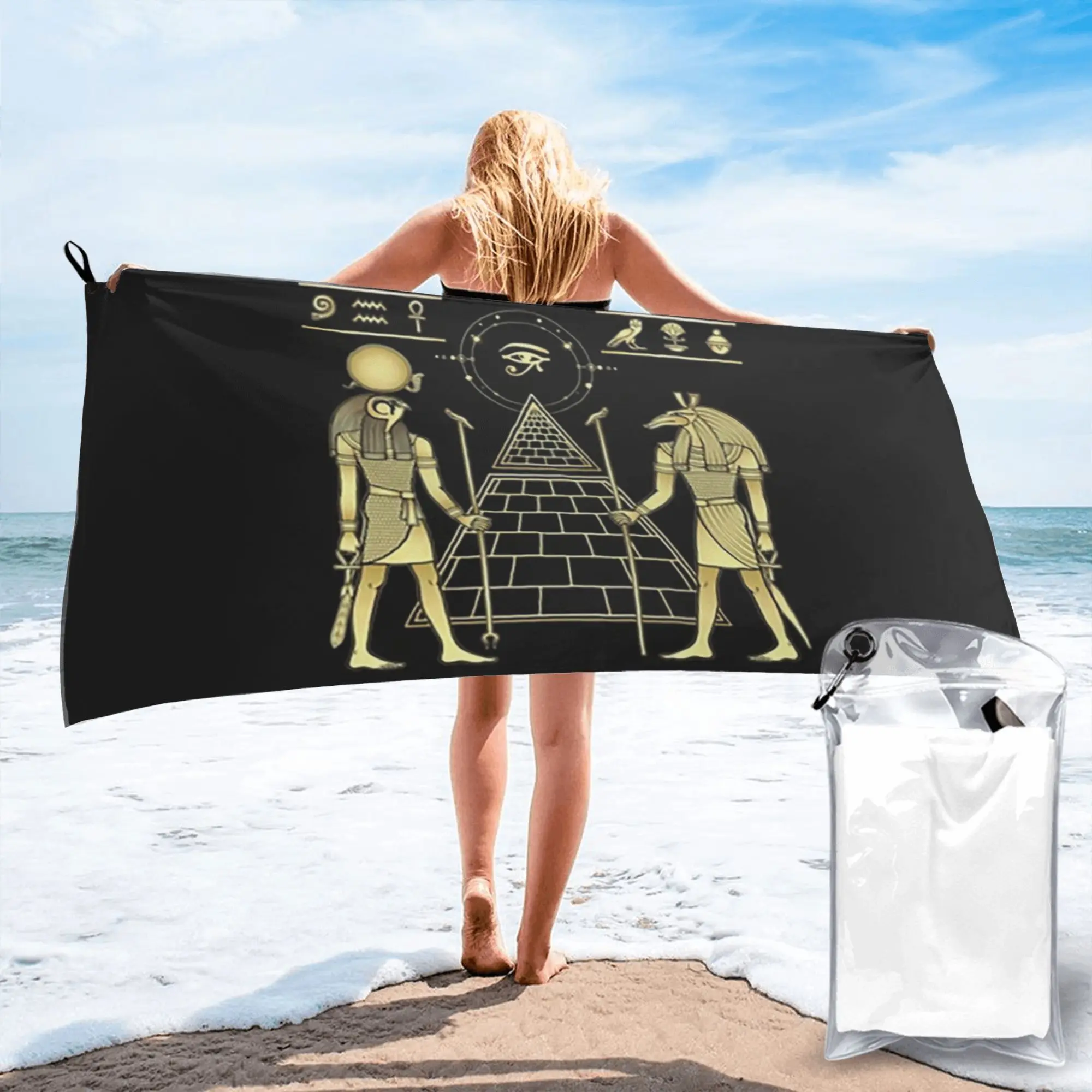 

Egyptian God Ra And Seth Beach Towel Soft Microfiber Quick Dry Absorbent Quick Towels For Mountain Climbing